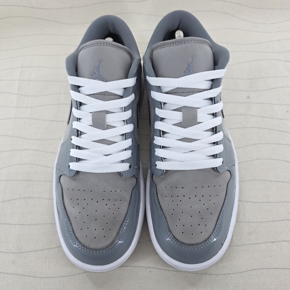 Air Jordan Mens 1 SE Low Patent Cool Grey White Sneakers Shoes HF3148-011 Sz 8.5 - Picture 3 of 13